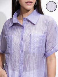 ESPYR By Tokyo Talkies Women Violet Solid Relaxed Fit Shirt