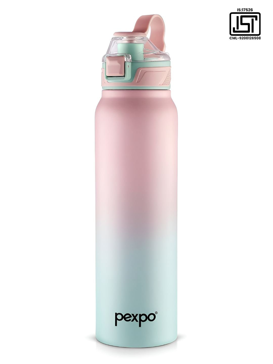 Pexpo Pink & Green Colourblocked Stainless Steel Double Wall Vacuum Water Bottle-940ml