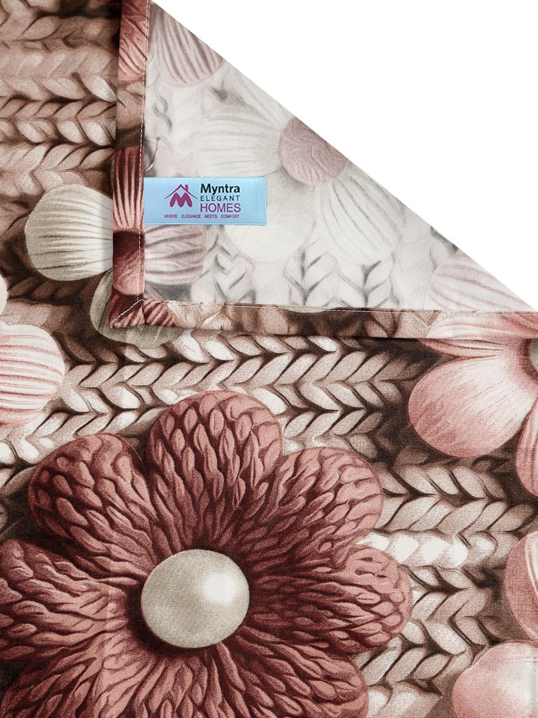 Myntra Elegant Brown Floral Printed Flat 300 TC King 7D Cadar & 2 Sarung Bantal