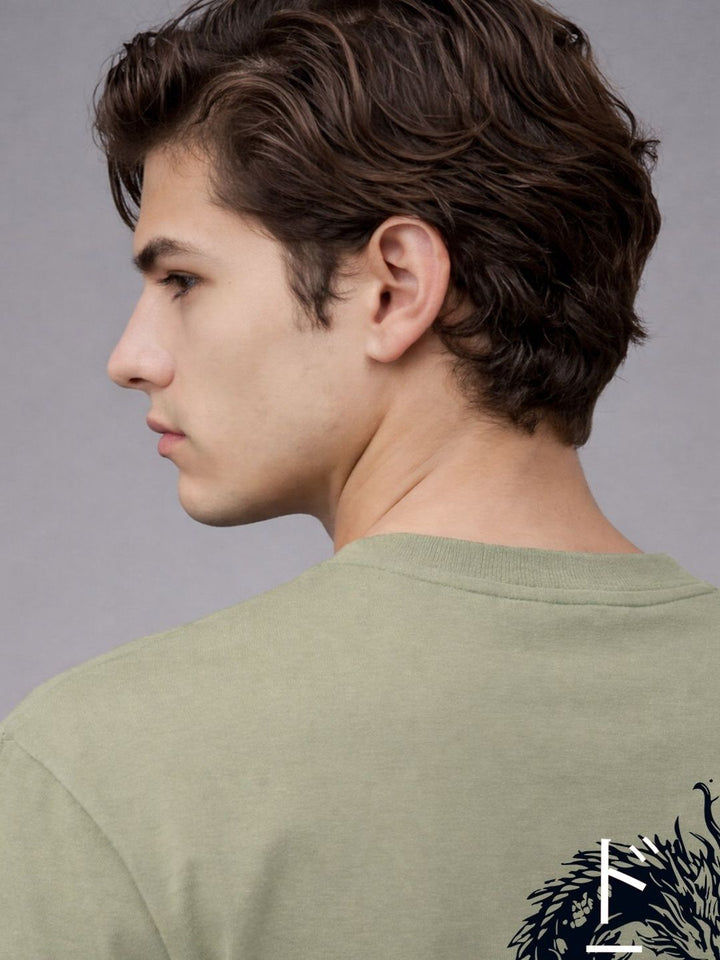 ADRO Men Printed Drop-Shoulder Sleeves T-shirt