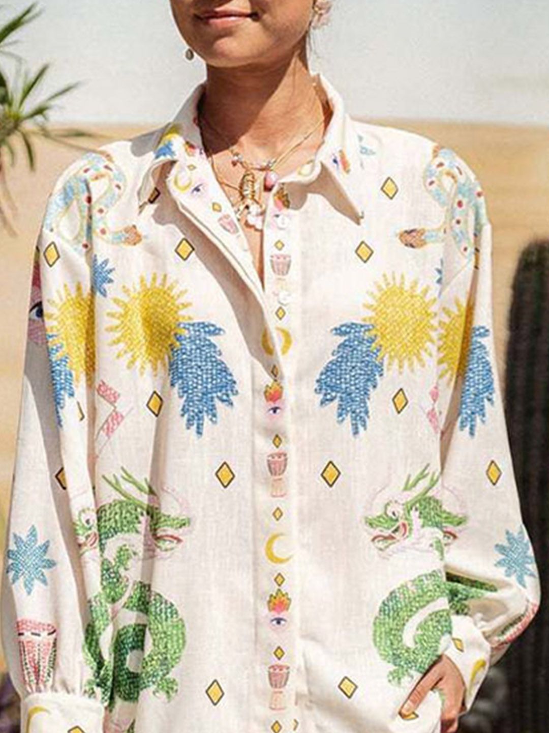all about you Desert Bloom Relaxed Floral Printed Shirt Collar Shirt & Palazzos