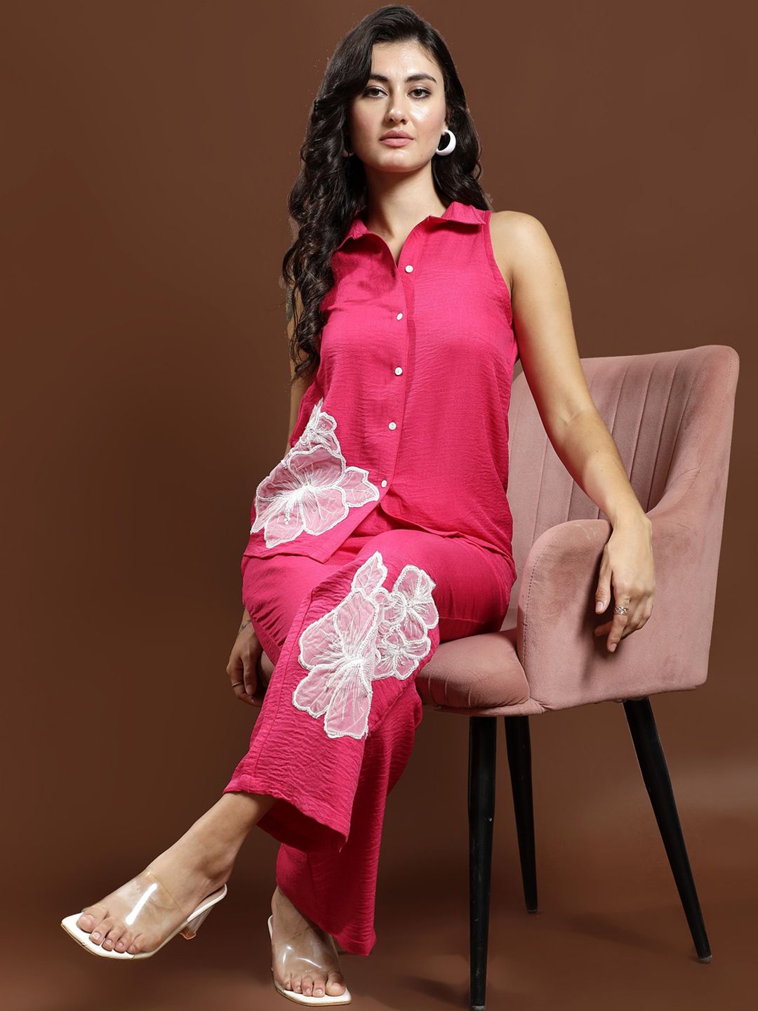 Athena Floral Patchwork Linen Shirt & Trousers