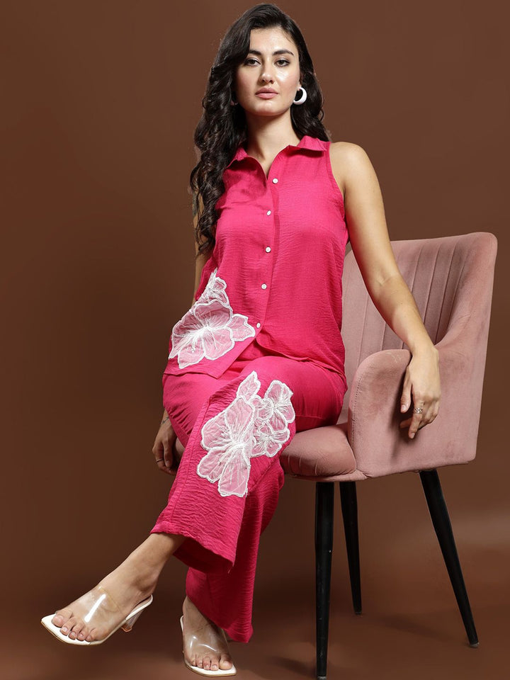 Athena Floral Patchwork Linen Shirt & Trousers