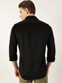 Thomas Scott Men Classic Spread Collar Textured Solid Slim Fit Casual Shirt