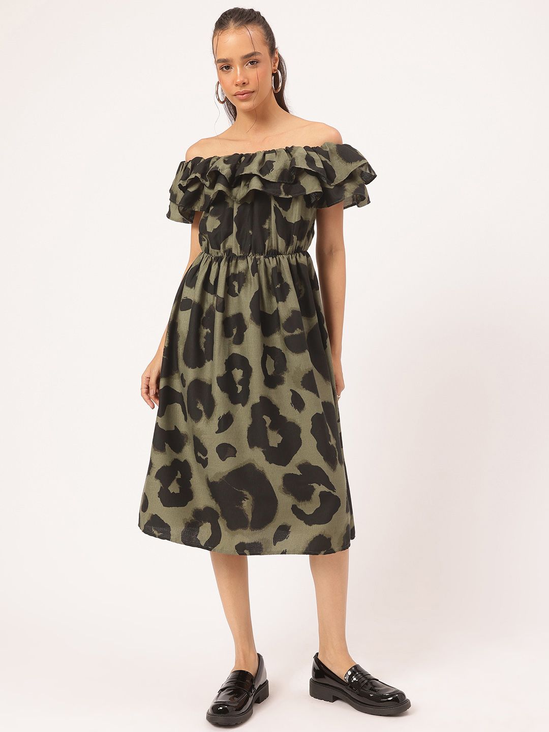 DressBerry Artsy Gal Off-Shoulder Layered Sheath Dress