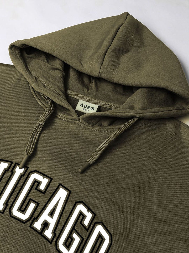 ADRO Men Typography Printed Hood Cotton Pullover Sweatshirt