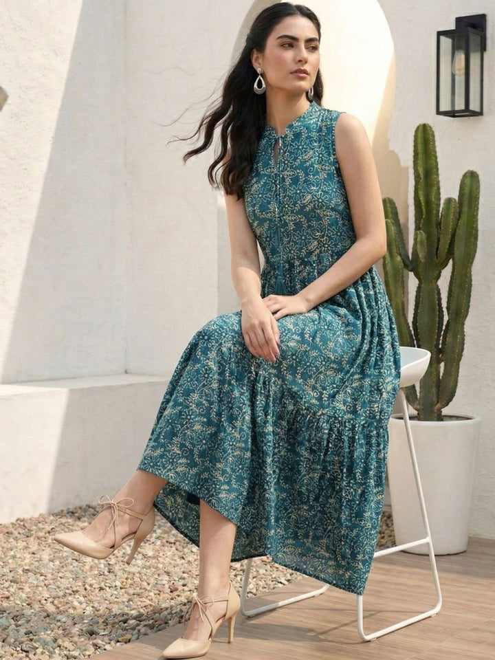 Motif Etnik Mamicha Cetak Pakaian Maxi A-Line Crepe