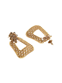 PANASH 22Ct Gold Plated Cubic Zirconia Studded Drop Earrings