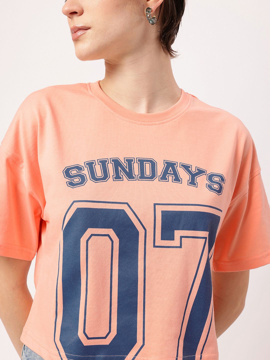 DressBerry Sporty Blend Printed Boxy Fit Crop T-Shirt