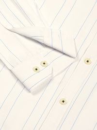 Thomas Scott Men Smart Spread Collar Vertical Striped Cotton Formal Shirt