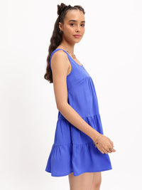 DressBerry Cosmic Cobalt Tiered Treat Mini Dress