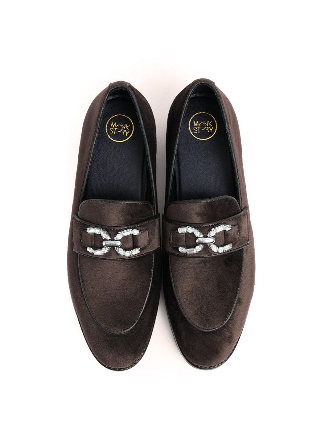 Monkstory Men Velvet Embellished Loafers