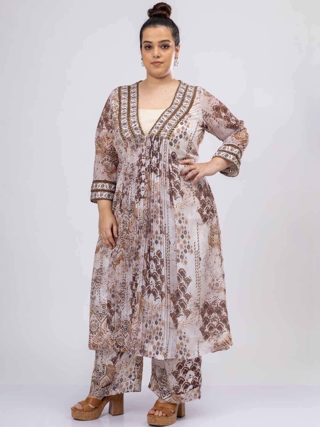 Mamicha Retro Printed Shoulder Straps Top & Trousers Co-Ords