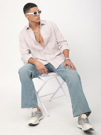 VASTRADO Men Classic Slim Fit Pinstripes Opaque Striped Casual Shirt