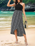 DressBerry Animal Print Halter Neck Fit & Flare Midi Dress