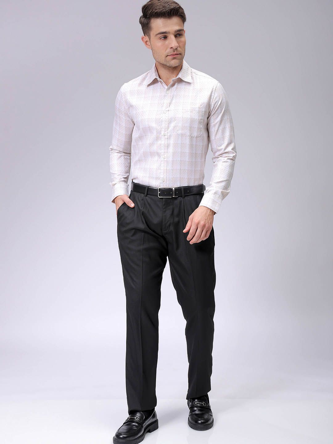 The Indian Garage Co. X Luxe Men Spread Collar Checked Slim Fit Formal Shirt