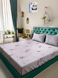 KLOTTHE Purple Floral Printed Cotton 400 TC King Bedsheet Sets 2.5 m x 2.25 m