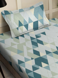 Myntra Elegant Homes Blue & Grey Printed Pure Cotton 400TC Single Bedsheet Set 2.25 x 1.5m