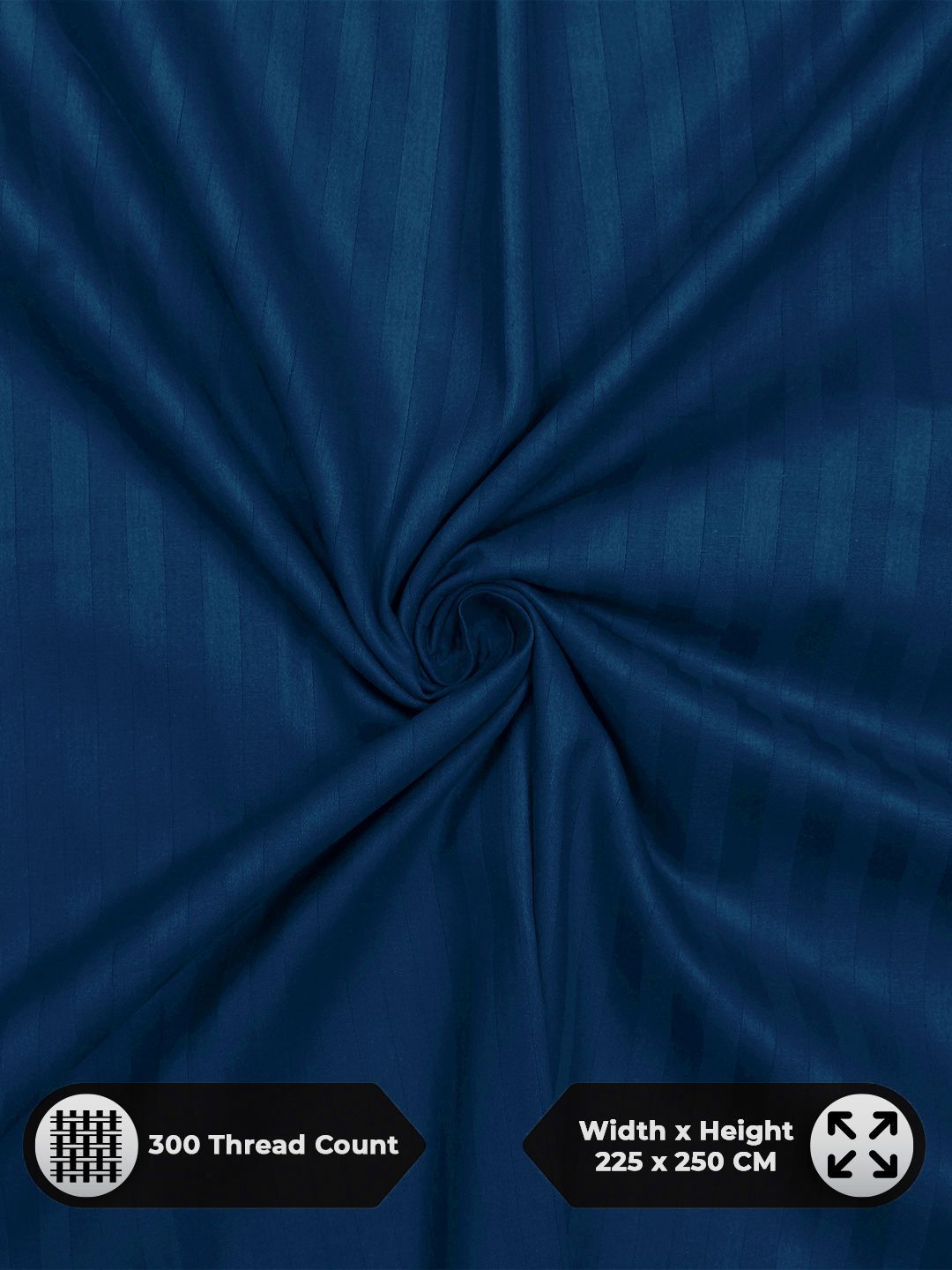 Story@home Navy Blue Striped 300 TC Queen Bedsheet Set 2.25 m X 2.50 m