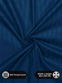 Story@home Navy Blue Striped 300 TC Queen Bedsheet Set 2.25 m X 2.50 m