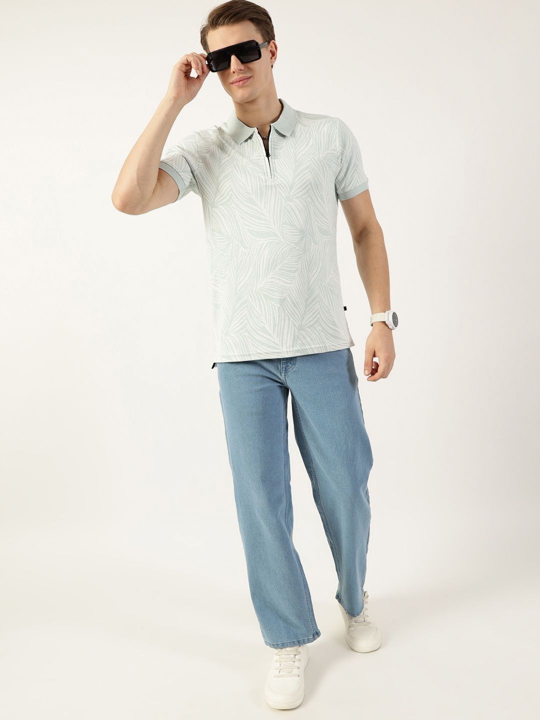 Thomas Scott Men Floral Printed Polo Collar Pockets T-shirt
