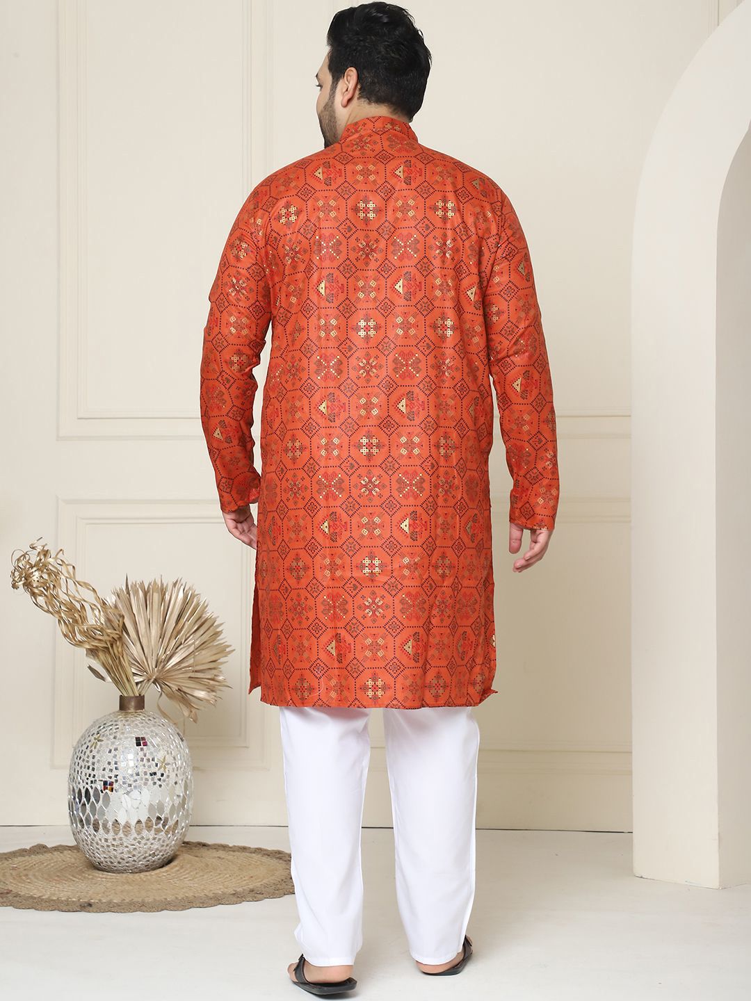 SOJANYA PLUS Ethnic Motifs Printed Cotton Linen Straight Kurta with Pyjamas