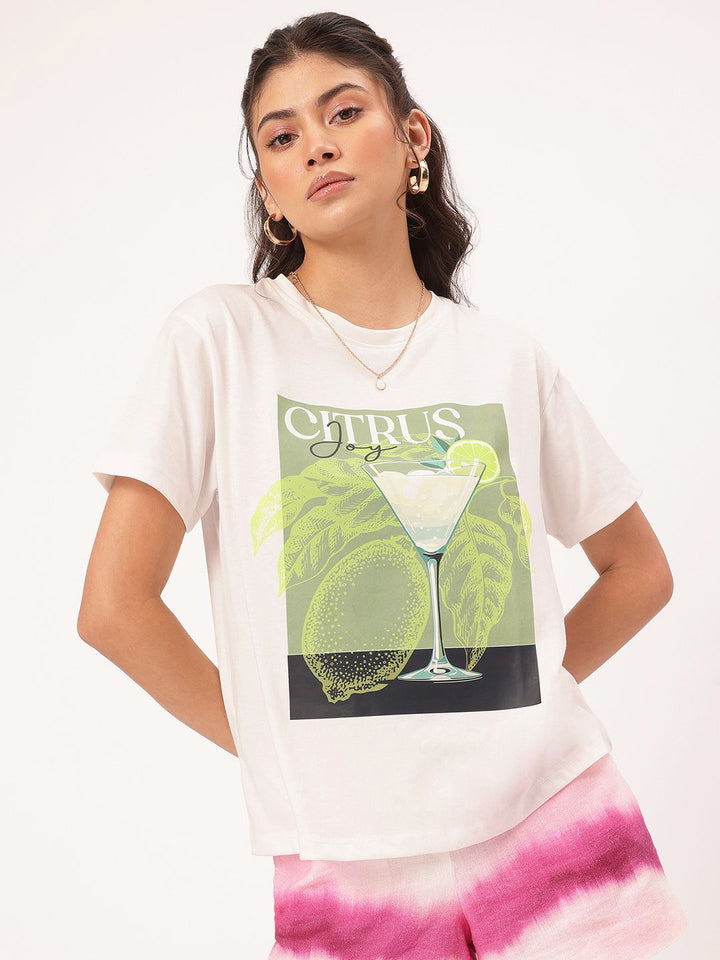 DressBerry Citrus Punk Style Printed Relaxed Fit T-shirt