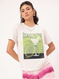 DressBerry Citrus Punk Style Printed Relaxed Fit T-shirt