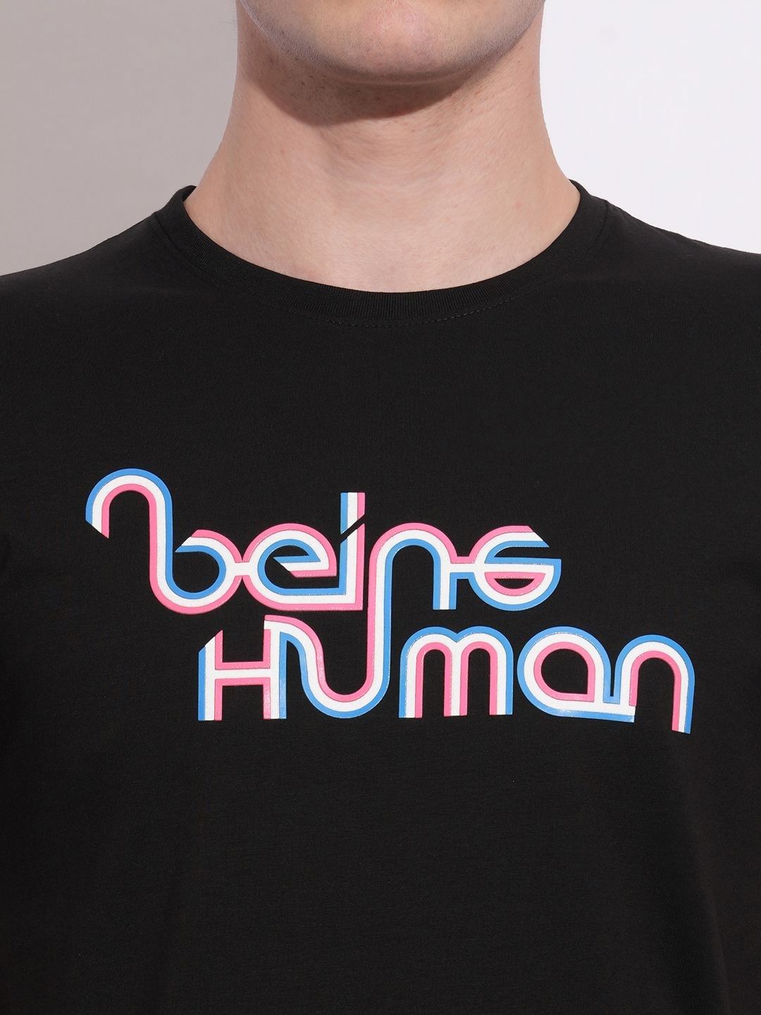 Being Human Men Brand Logo Printed Slim Fit T-shirt