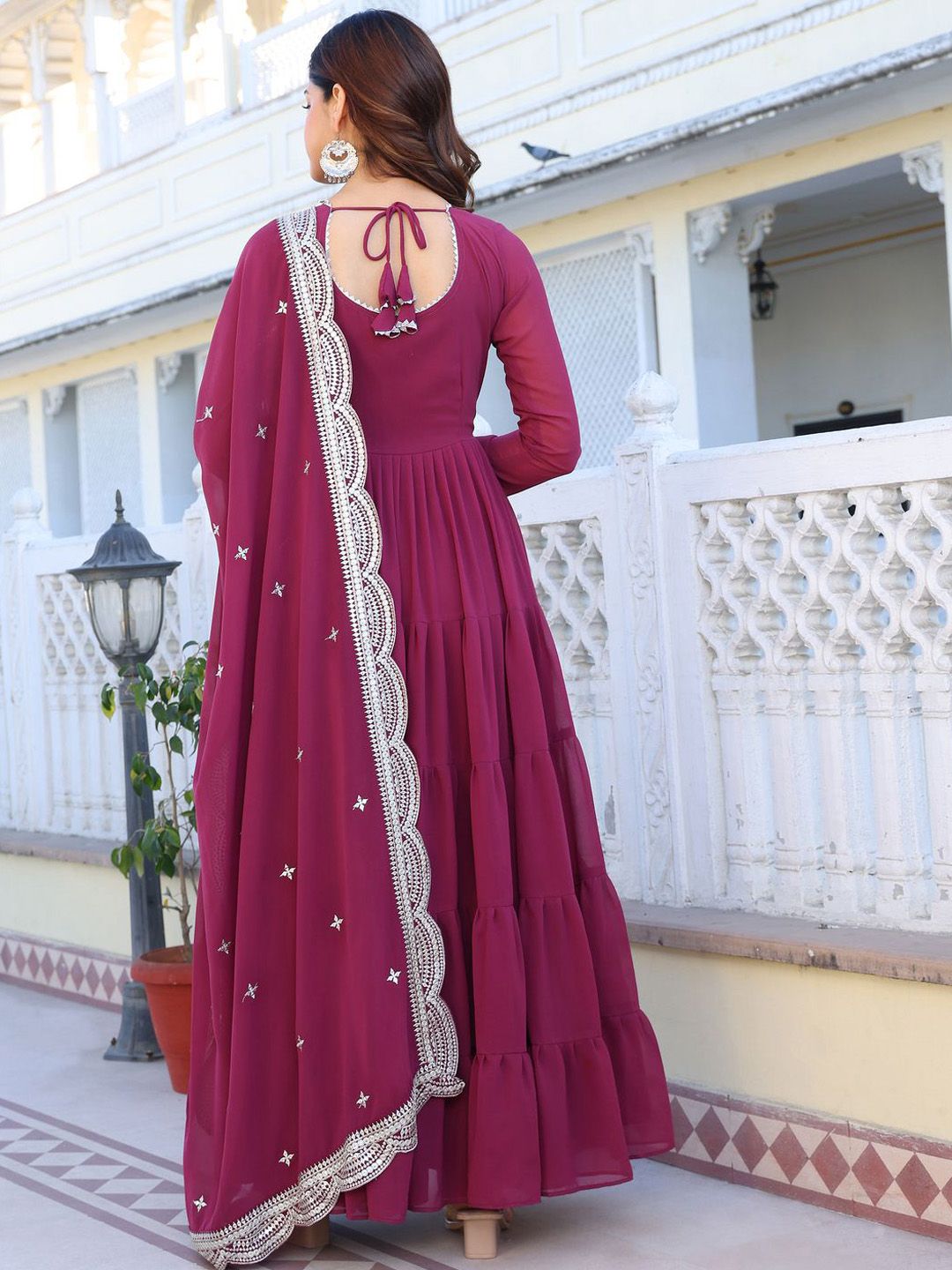 KALINI Women Layered Kurta with Pyjamas & With Dupatta