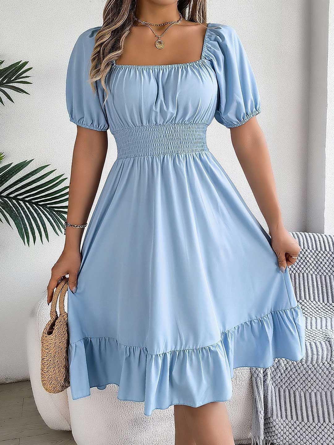 DressBerry Women Solid Fit & Flare Dress