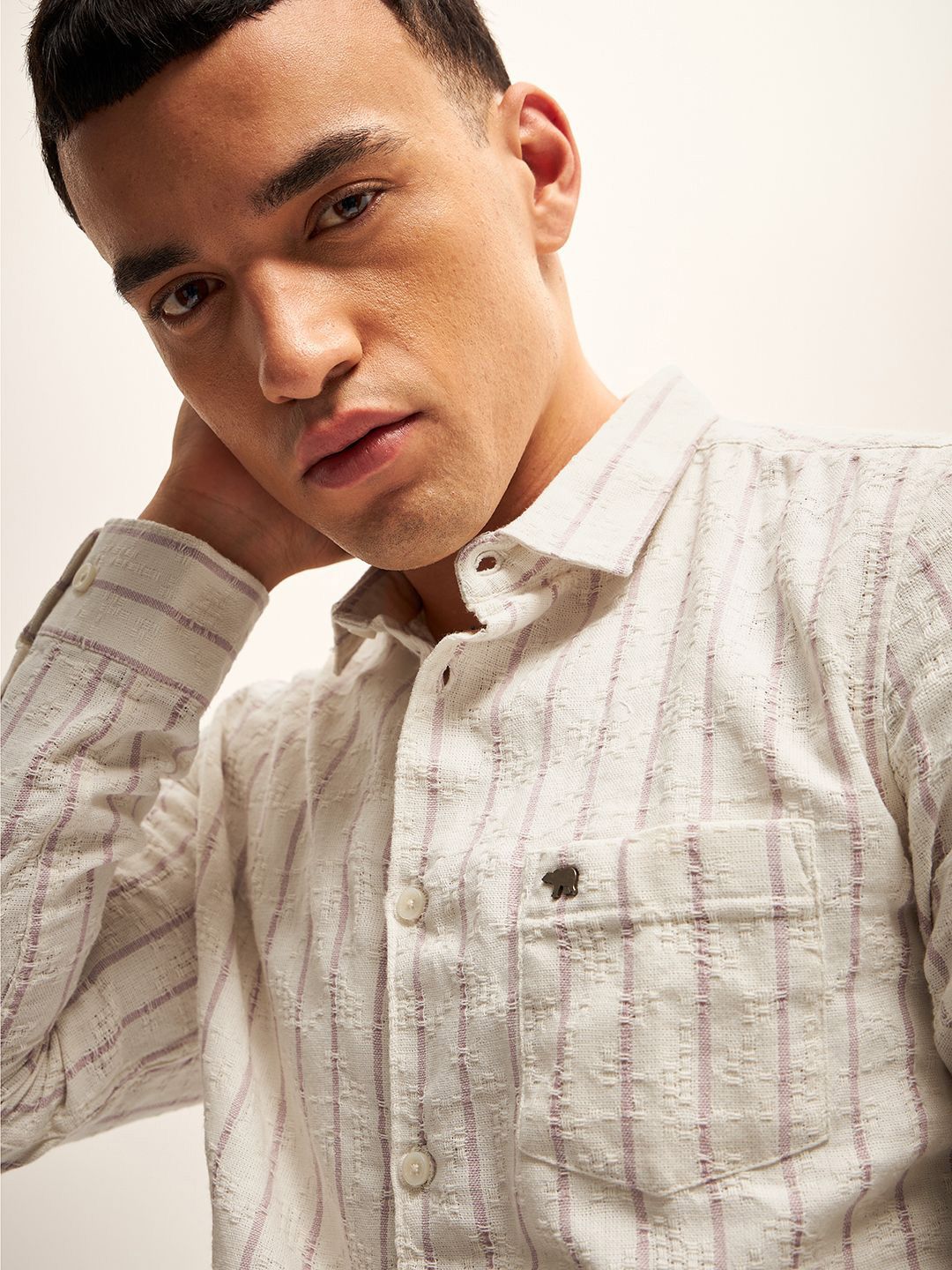 THE BEAR HOUSE Slim Fit Striped Casual Shirt