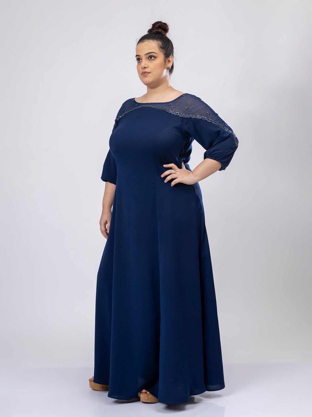 Mamicha Women Crepe A-Line Maxi Dress