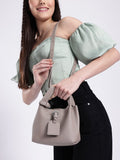 DressBerry Textured Bucket Handheld Bag with Pouch