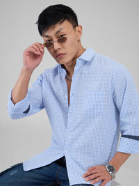 VASTRADO Men Classic Cutaway Collar Micro Checked Cotton Slim Fit Casual Shirt