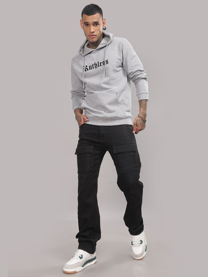 ADRO Men Typography Printed Hooded Pullover Sweatshirt