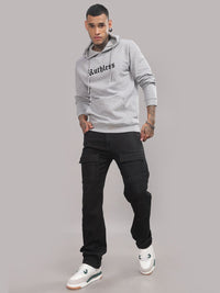 ADRO Men Typography Printed Hooded Pullover Sweatshirt