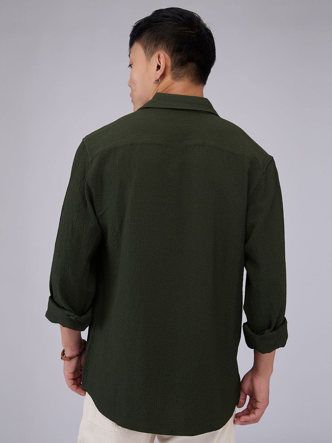 VASTRADO Men Classic Textured Slim Fit Casual Shirt