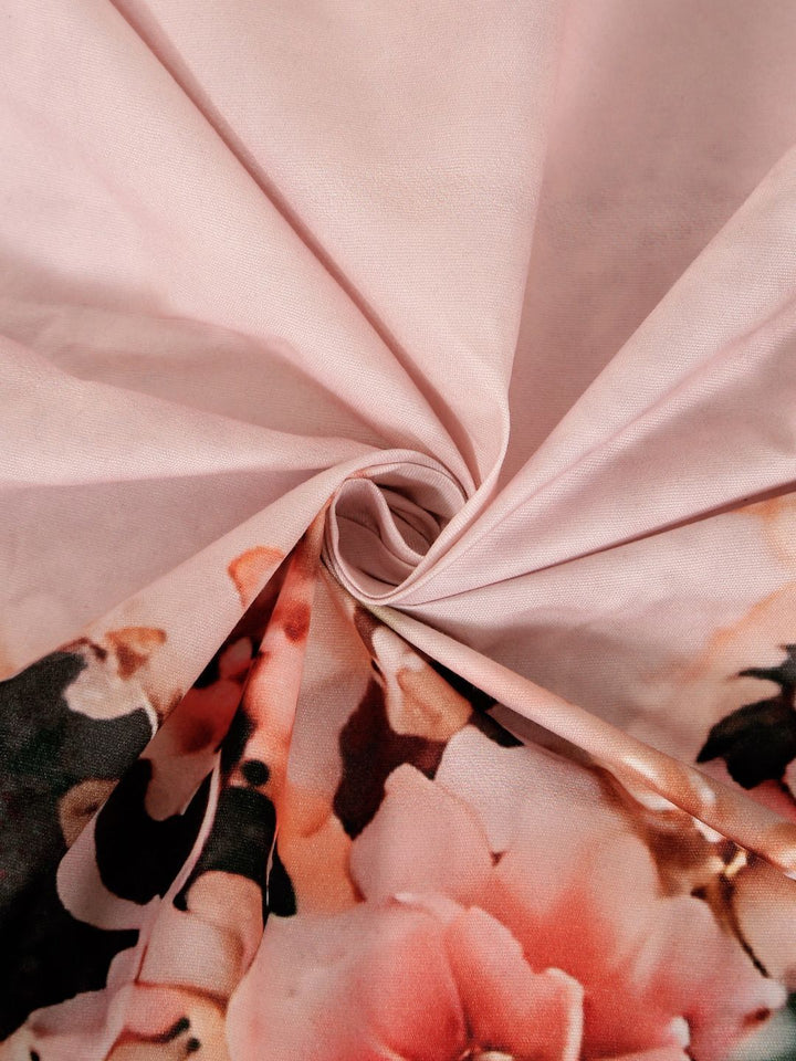 KLOTTHE Pink & Black Floral Dilengkapi 400 TC Single Cadar 7D dengan 1 Sarung Bantal