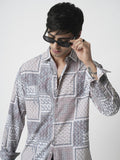 VASTRADO Men Classic Spread Collar Abstract Printed Slim Fit Casual Shirt