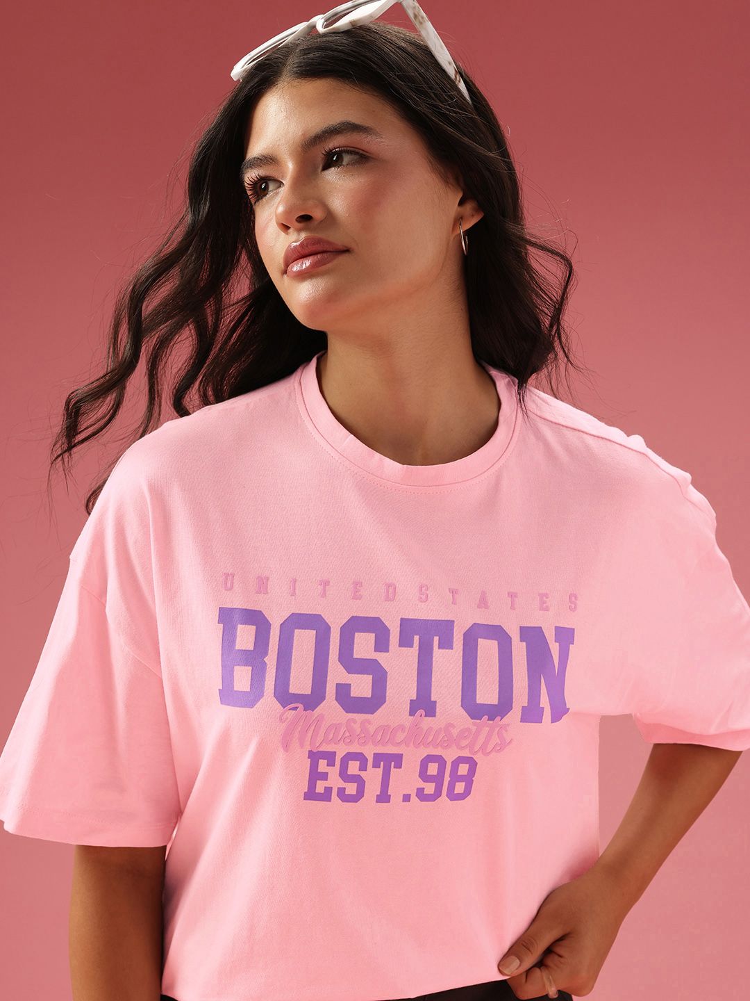 DressBerry Relaxed Fit Typography Printed Pure Cotton T-shirt