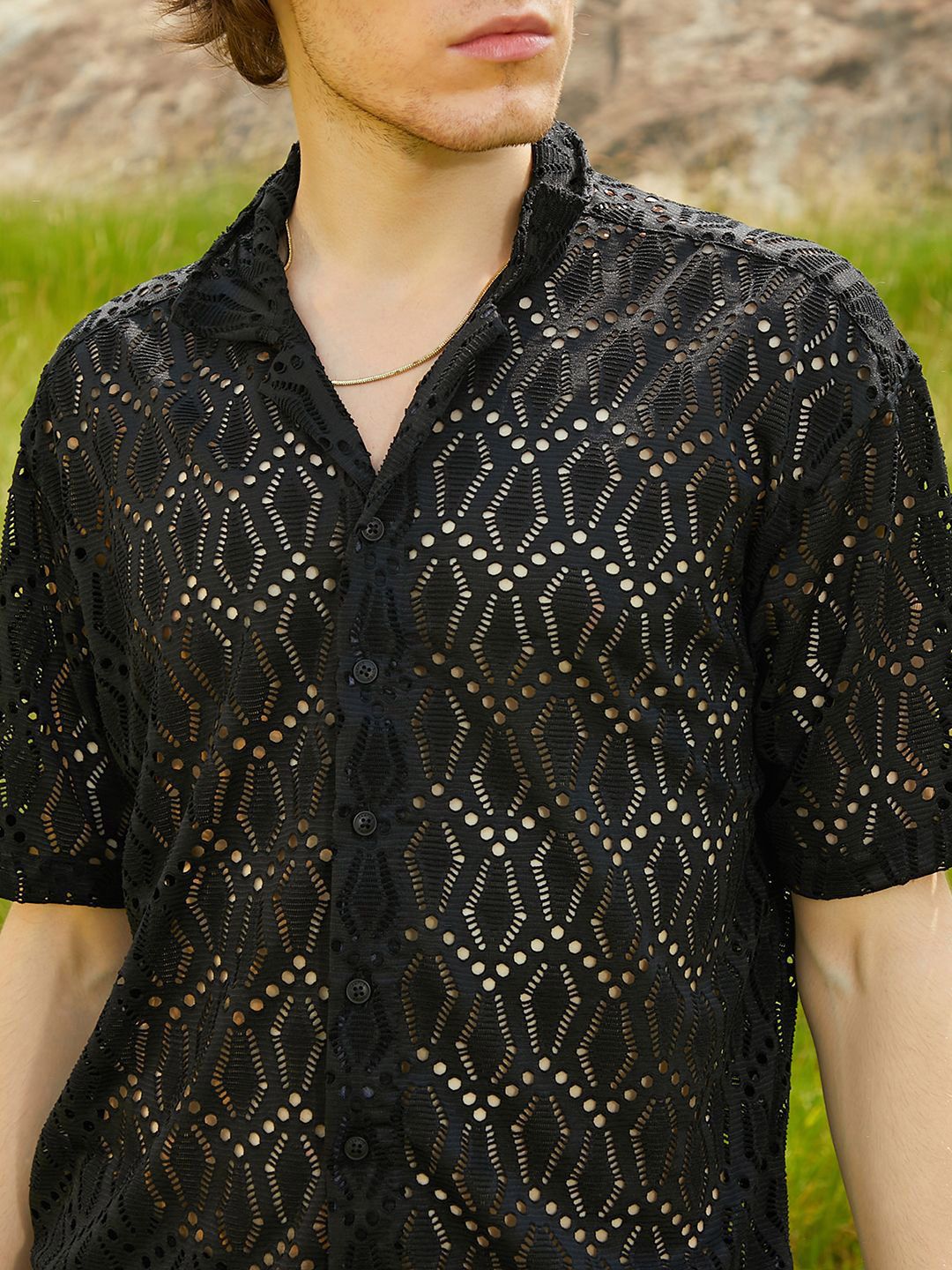 Campus Sutra Self Design Shirt With Shorts