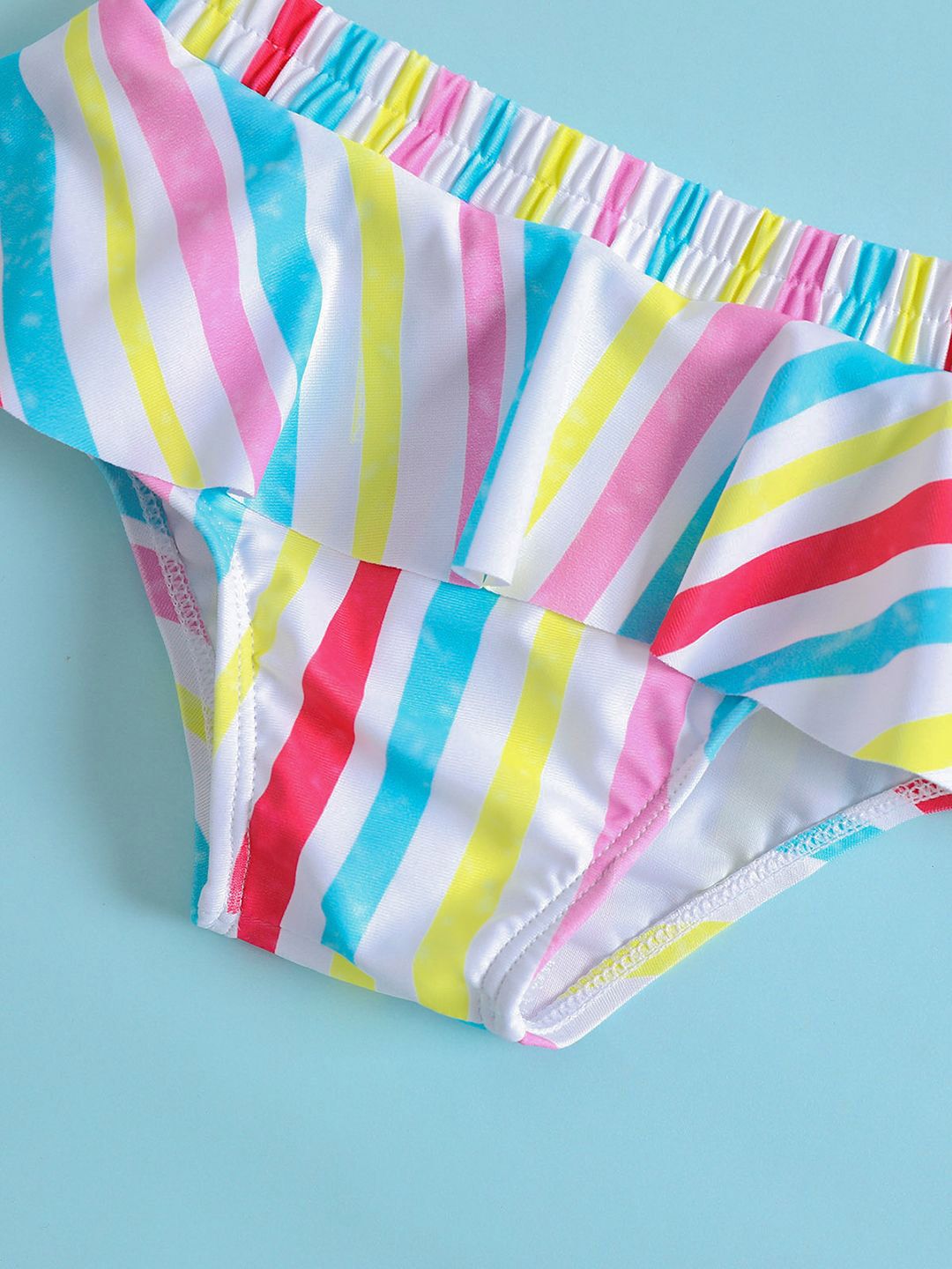 YK Girls Striped Top & Briefs Swim Set