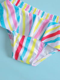 YK Girls Striped Top & Briefs Swim Set