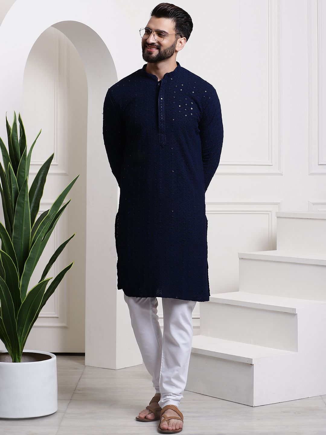 SOJANYA Kurta Kapas Tulen Dihiasi Labuci
