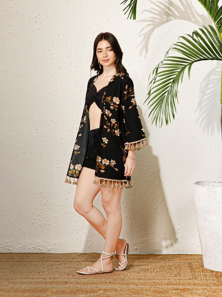 Berrylush Women Printed Pure Cotton Shrug