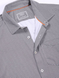 Thomas Scott Men Classic Slim Fit Spread Collar Geometric Printed Cotton Knitted Shirt