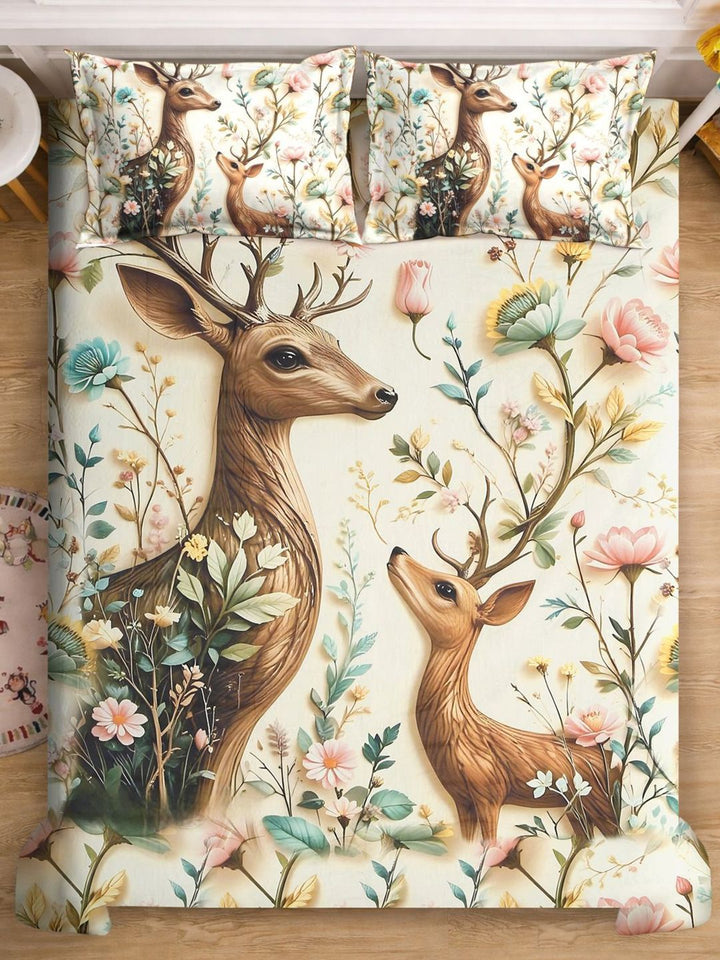 Myntra Elegant Homes Animal Printed Fitted 400 TC King 7D Bedsheet With 2 Pillow Cover