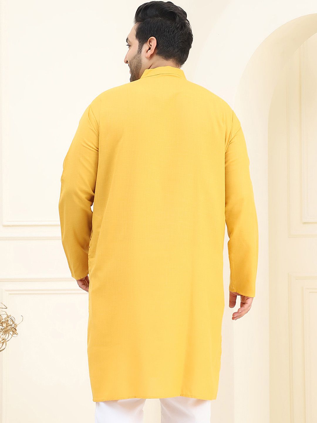 SOJANYA PLUS Size Band Collar Cotton Straight Kurta