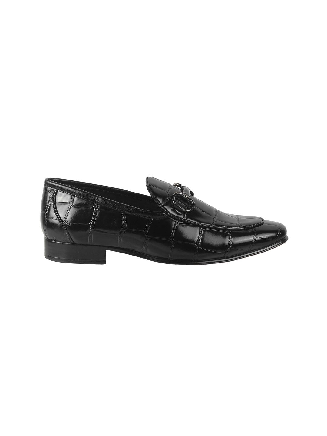Metro Men Textured Leather Formal Slip-On Shoes